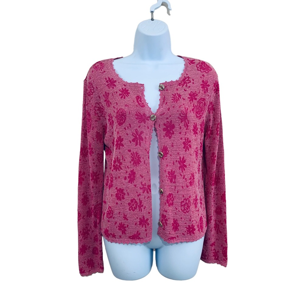 Vtg Sigrid Olsen Small Cardigan Sweater Long Sleeve‎ Y2K Pink Fairy Coquette